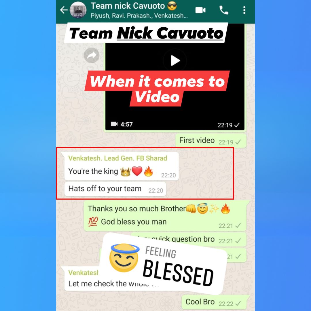 Team Nick Cavuoto: original published client evidence