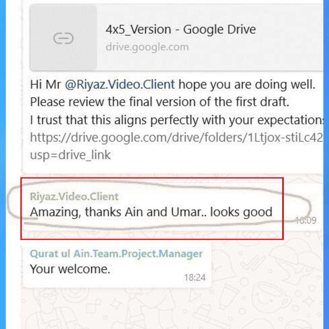Riyaz · production feedback: original published client evidence